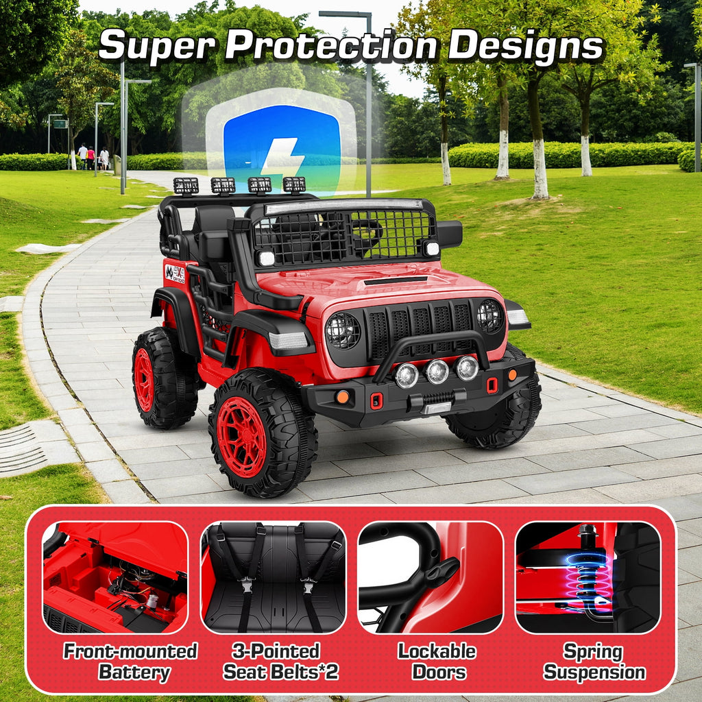 Funcid 24 Volt Ride on Toys, 2-Seater Electric Car, 400W Ride on Cars with Remote Control, Ride on Truck W/ Bluetooth, Music, Power Display, High/Low Speed, Light Control, Suspension, Pink
