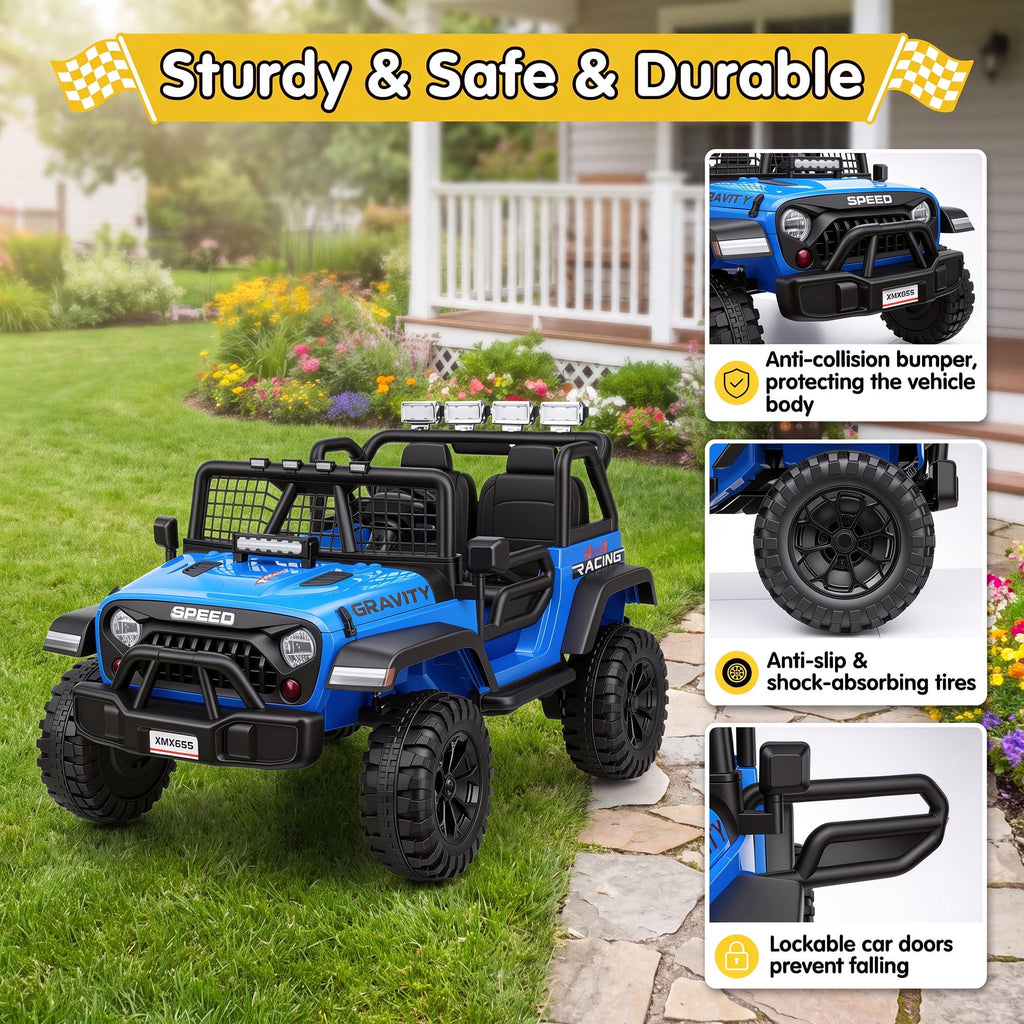 Farmdex 24 Volt 2 Seater Electric Truck Car for Kids, 400W Ride on Cars with Remote Control, Color Led Lights, Bluetooth Music, Spring Suspension,Powered Ride On Toys Gift for Boys & Girls
