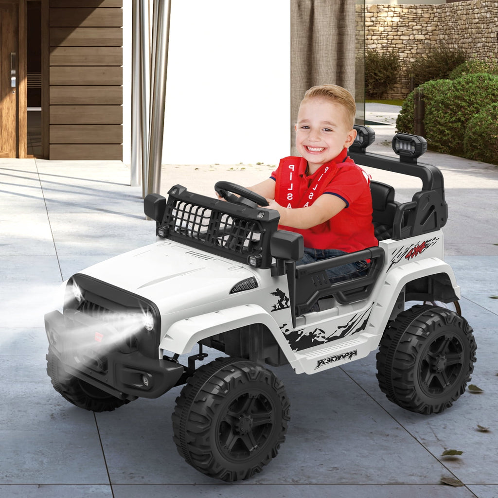 12V Kids Electric Ride-On Truck – Parental Remote Control, Seasonal Suspension, LED Lights, Wireless Connection, 2 Speeds, Standard Test Method Certified, Off-Road Toy Car
