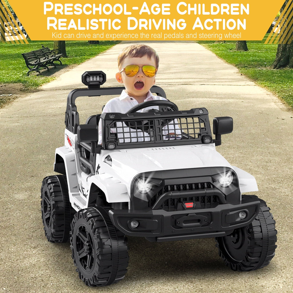 12V Kids Electric Ride-On Truck – Parental Remote Control, Seasonal Suspension, LED Lights, Wireless Connection, 2 Speeds, Standard Test Method Certified, Off-Road Toy Car