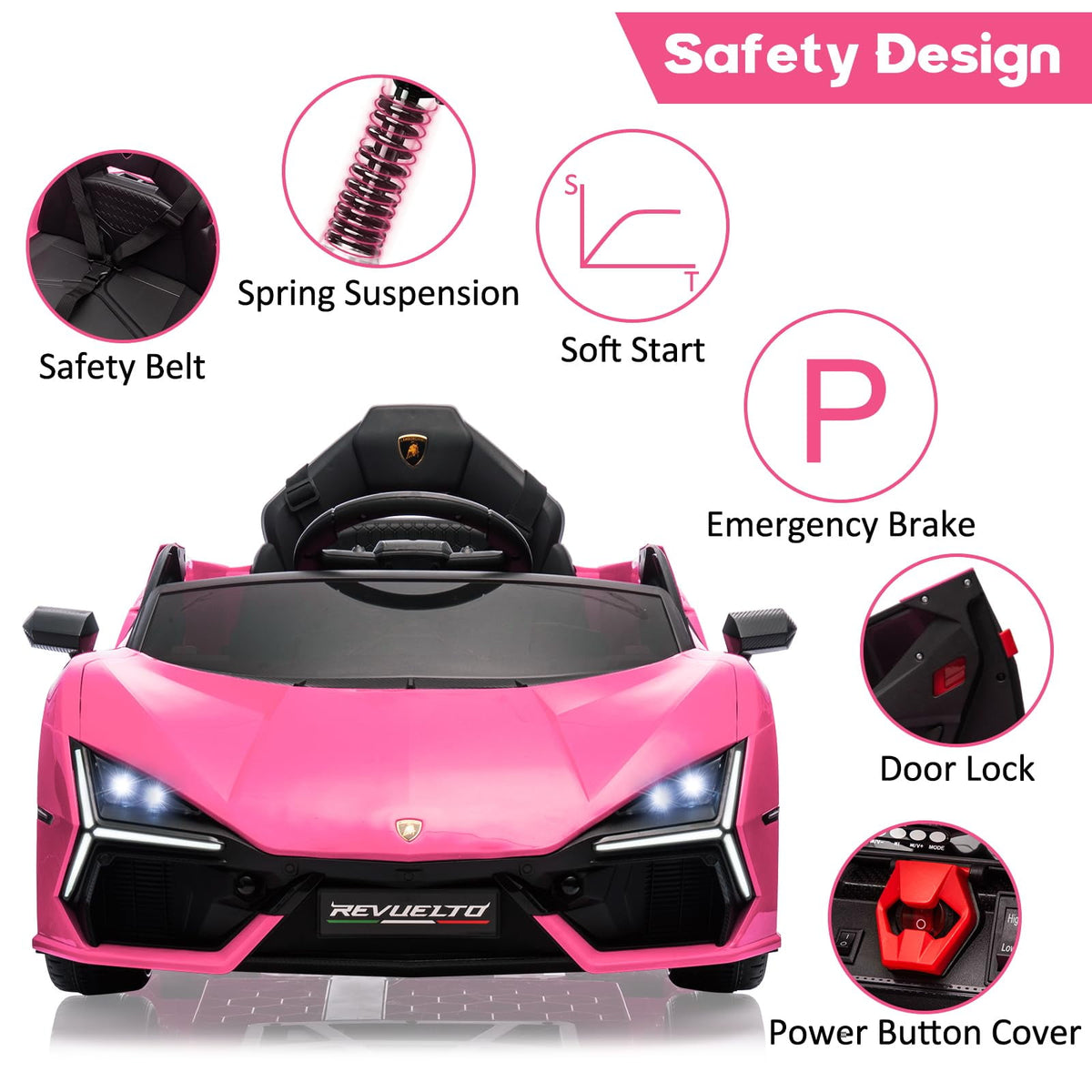 Towallmark 12V Ride On Car for Kids, Licensed Lamborghini Revuelto Electric Vehicle, Battery Powered Sports Car Toy for Boys & Girls,Kids Christmas Gifts