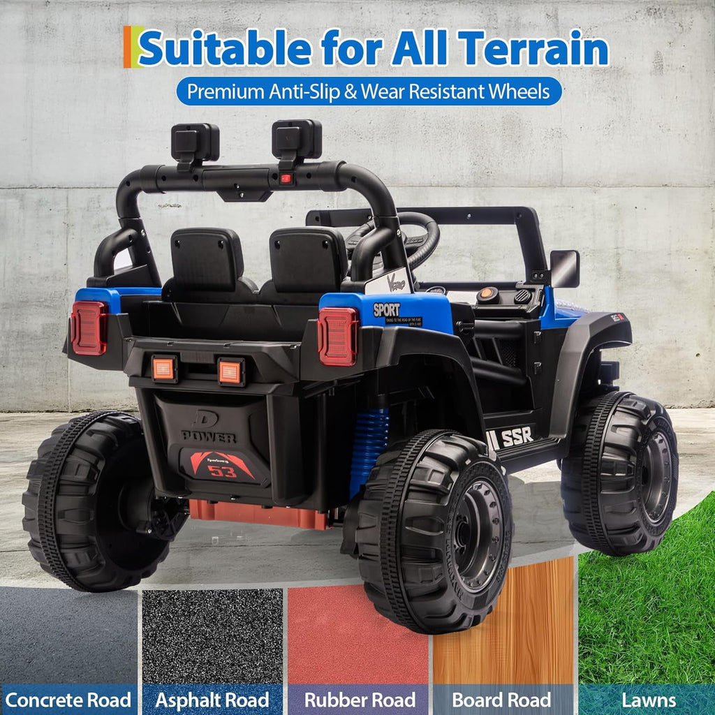 12V Electric Ride-On Truck, 4-Wheel Ride-On Car with Parent Remote Control, Dual 35W Motors, Spring Suspension, 3 Speeds, Bluetooth, LED Lights