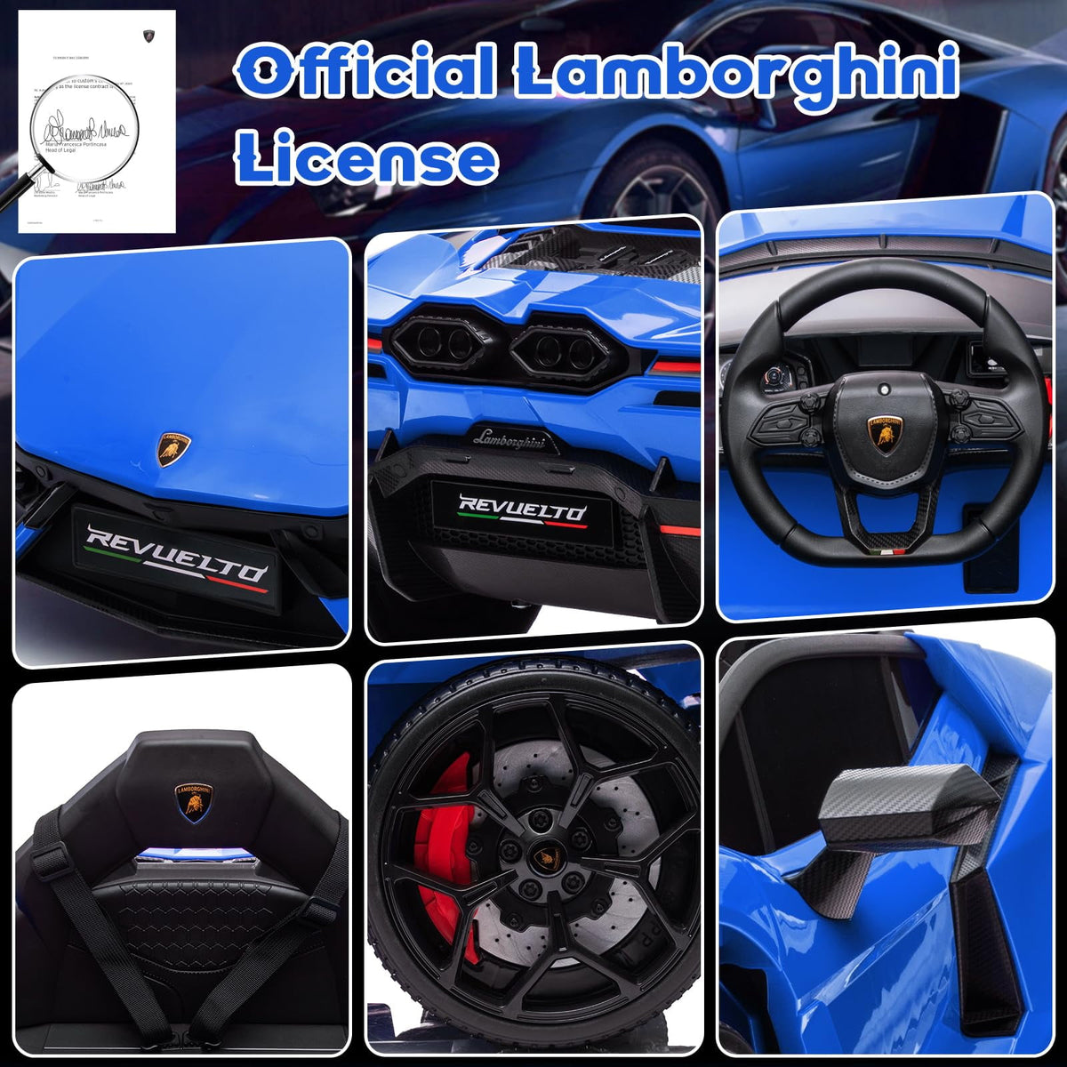 Towallmark 12V Ride On Car for Kids, Licensed Lamborghini Revuelto Electric Vehicle, Battery Powered Sports Car Toy for Boys & Girls,Kids Christmas Gifts