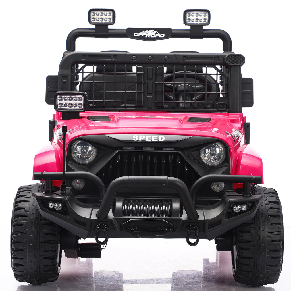 Funride 24V 2 Seater Ride On Toys with Remote Control, Kids Ride on Truck Car 800W Moter Power 4-Wheeler Suspension, 3 Speeds, Bluetooth Music, Pink