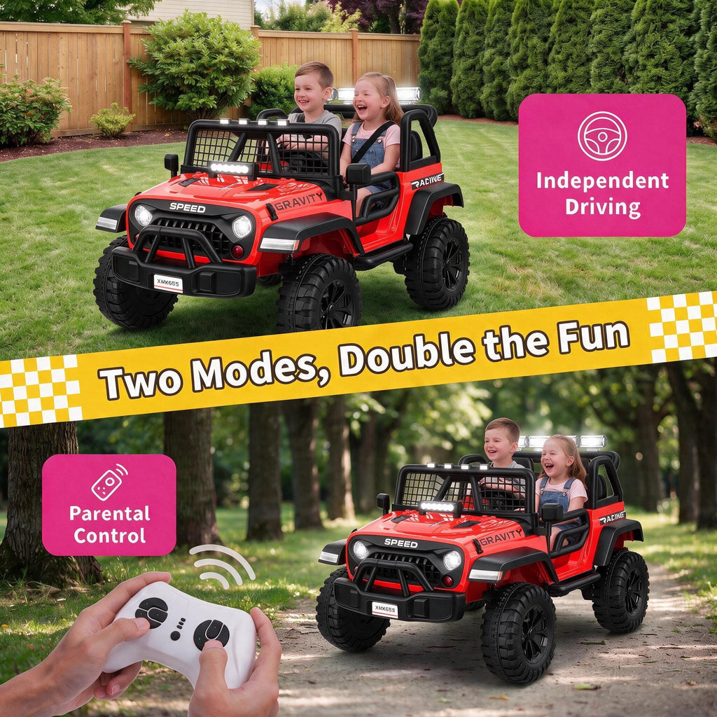 Farmdex 24 Volt 2 Seater Electric Truck Car for Kids, 400W Ride on Cars with Remote Control, Color Led Lights, Bluetooth Music, Spring Suspension,Powered Ride On Toys Gift for Boys & Girls