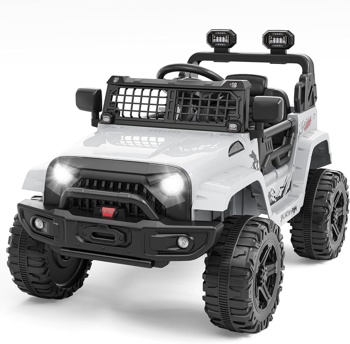 12V Electric Ride On Car with Remote Control, Off Road Ride On Vehicle with Bluetooth, LED Lights, Spring Suspension, Adjustable Seat Belt, All Terrain Tires, 61 lbs Capacity