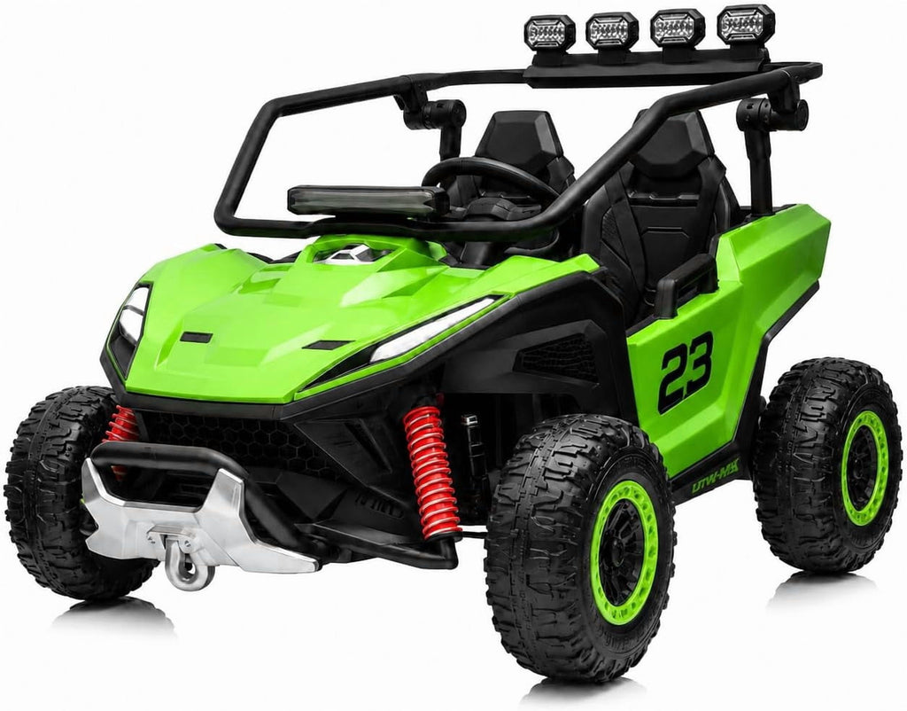 12V 2-Seater Electric UTV Ride-On Car, 4WD, Dual 40W Motors, 2.4G Parent Remote, 12V 7Ah Battery, 110 Lb Capacity,Green