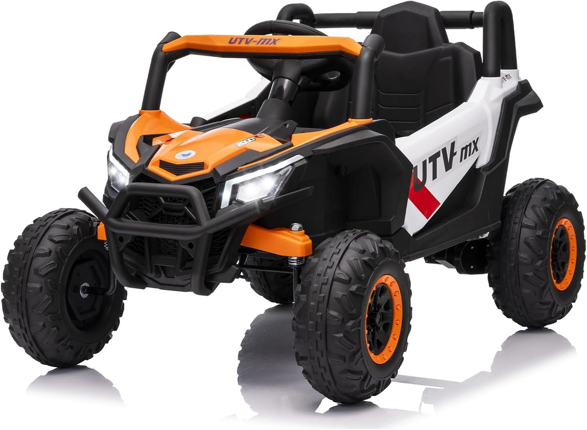 12V 4WD Ride-On Electric Car with Remote Control, 4-Wheel Drive, 4 Spring Suspension, Up to 5 MPH, LED Headlights, Bluetooth