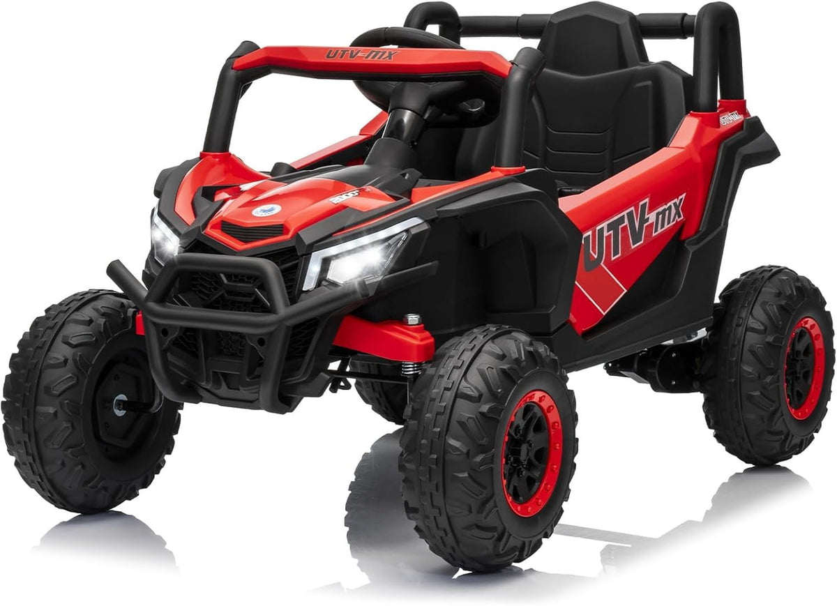12V 4WD Ride-On Electric Car with Remote Control, 4-Wheel Drive, 4 Spring Suspension, Up to 5 MPH, LED Headlights, Bluetooth