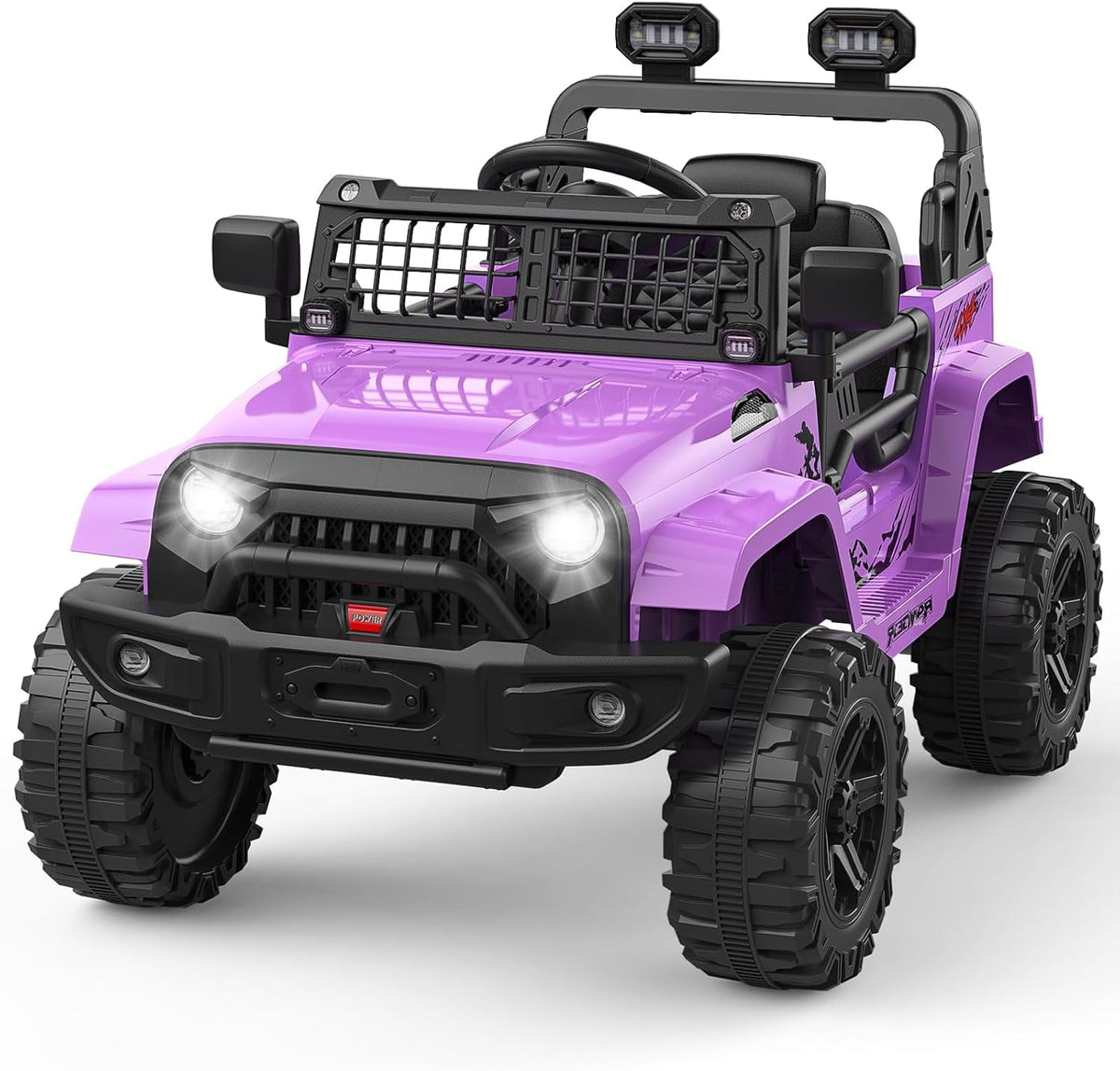 12V Electric Ride On Car with Remote Control, Off Road Ride On Vehicle with Bluetooth, LED Lights, Spring Suspension, Adjustable Seat Belt, All Terrain Tires, 61 lbs Capacity