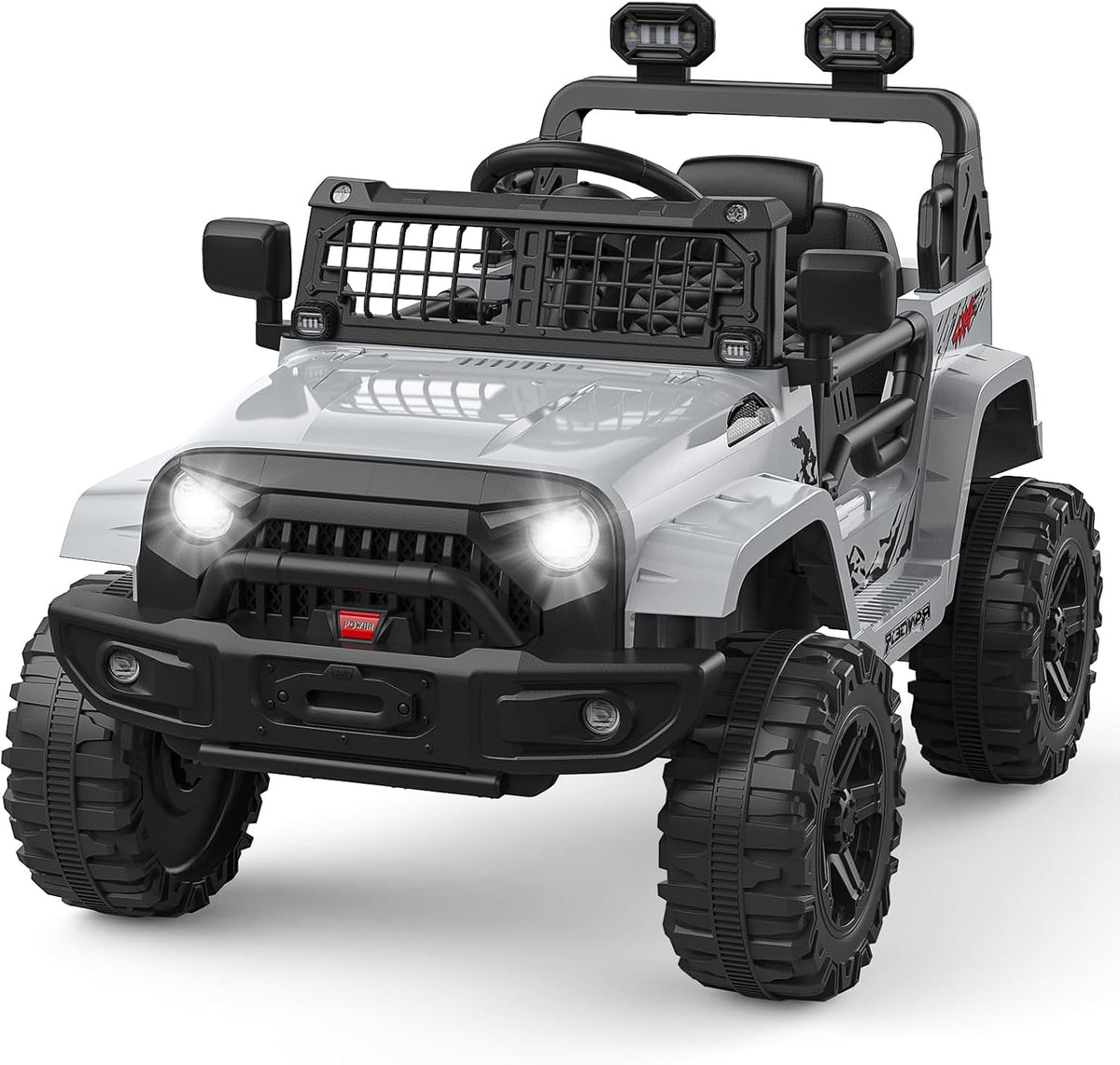 12V Electric Ride On Car with Remote Control, Off Road Ride On Vehicle with Bluetooth, LED Lights, Spring Suspension, Adjustable Seat Belt, All Terrain Tires, 61 lbs Capacity