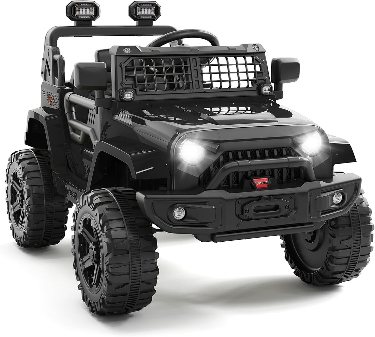 12V Electric Ride On Car with Remote Control, Off Road Ride On Vehicle with Bluetooth, LED Lights, Spring Suspension, Adjustable Seat Belt, All Terrain Tires, 61 lbs Capacity
