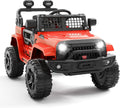 12V Electric Ride On Car with Remote Control, Off Road Ride On Vehicle with Bluetooth, LED Lights, Spring Suspension, Adjustable Seat Belt, All Terrain Tires, 61 lbs Capacity