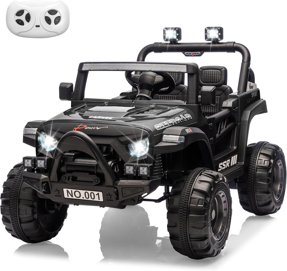 12V Electric Ride-On Truck, 4-Wheel Ride-On Car with Parent Remote Control, Dual 35W Motors, Spring Suspension, 3 Speeds, Bluetooth, LED Lights