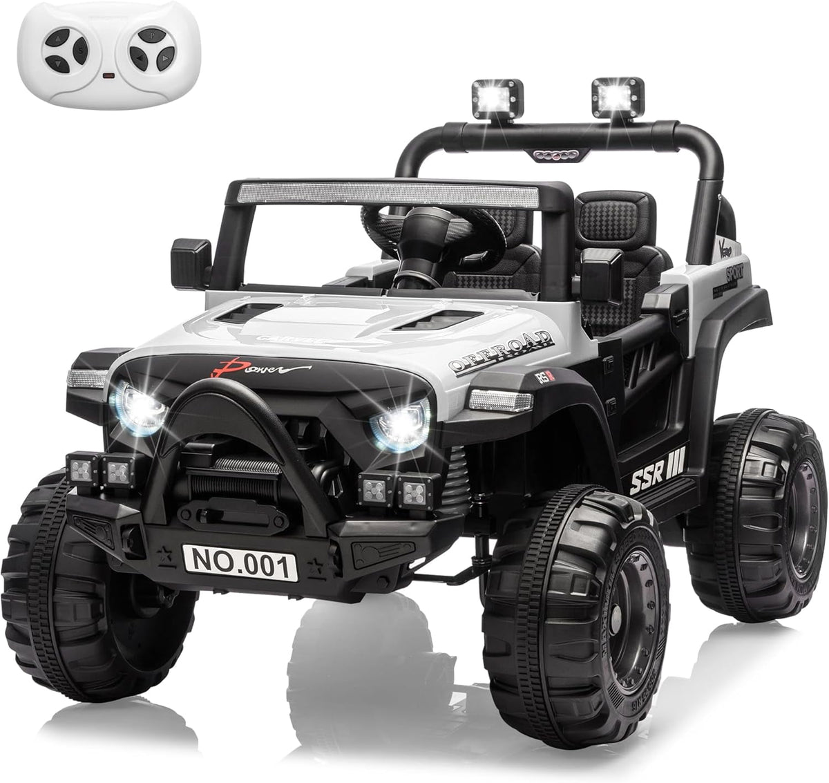 12V Electric Ride-On Truck, 4-Wheel Ride-On Car with Parent Remote Control, Dual 35W Motors, Spring Suspension, 3 Speeds, Bluetooth, LED Lights