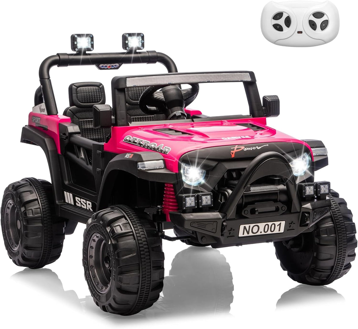 12V Electric Ride-On Truck, 4-Wheel Ride-On Car with Parent Remote Control, Dual 35W Motors, Spring Suspension, 3 Speeds, Bluetooth, LED Lights