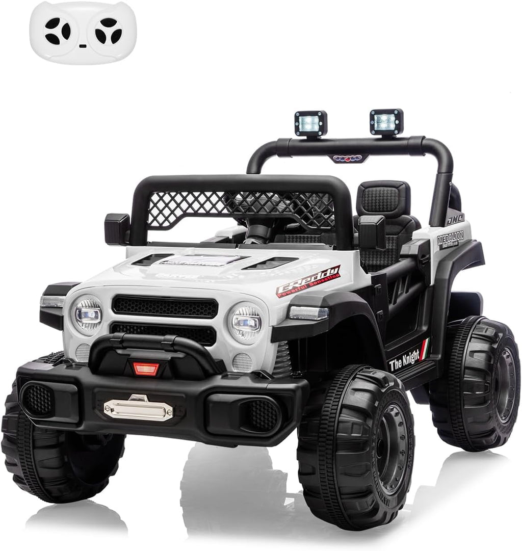 12V Electric Ride-On Truck, 4-Wheel Ride-On Car with Remote Control, 12V 7Ah Battery, Spring Suspension, LED Lights, Music, 66 Lbs