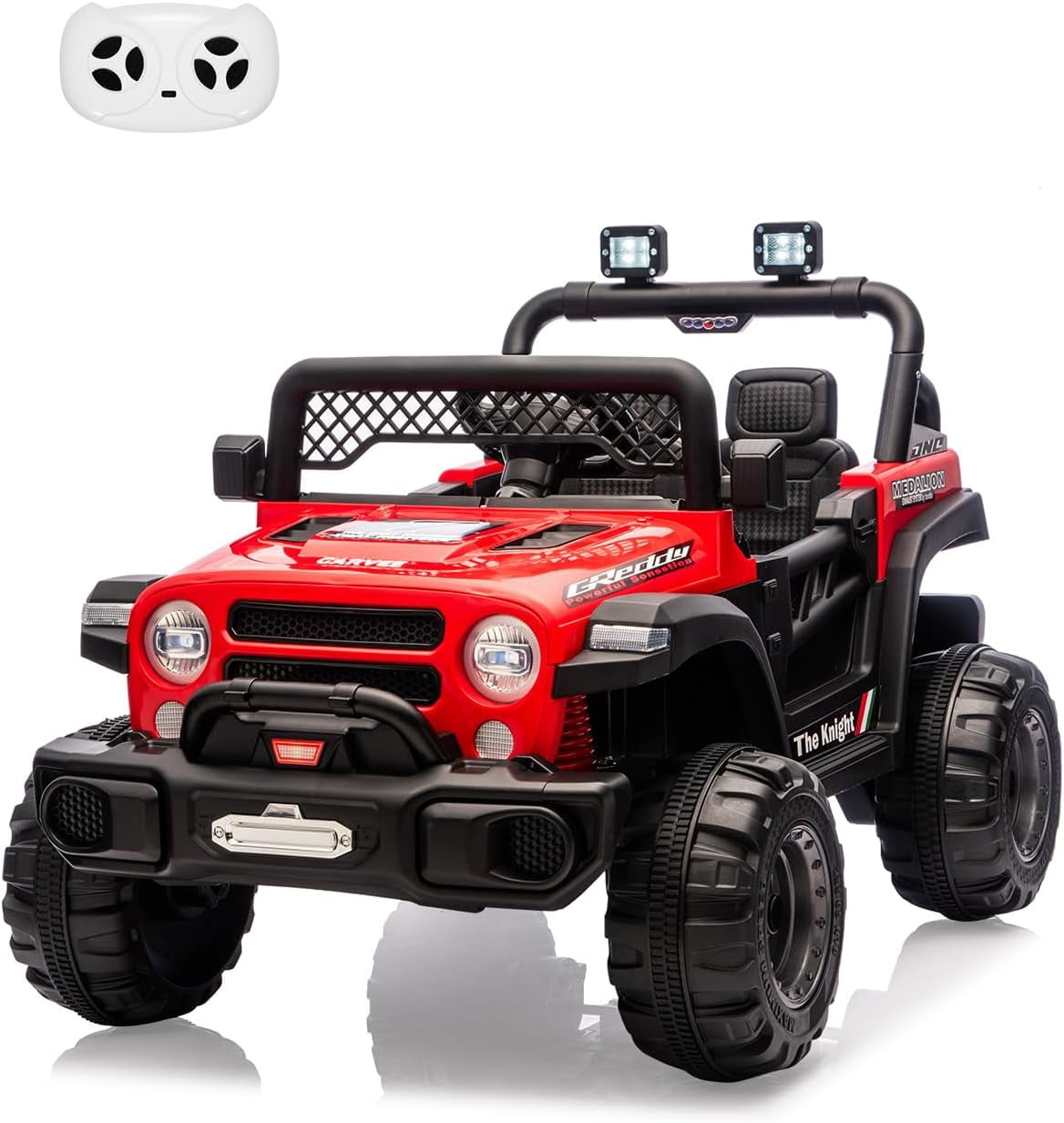 12V Electric Ride-On Truck, 4-Wheel Ride-On Car with Remote Control, 12V 7Ah Battery, Spring Suspension, LED Lights, Music, 66 Lbs