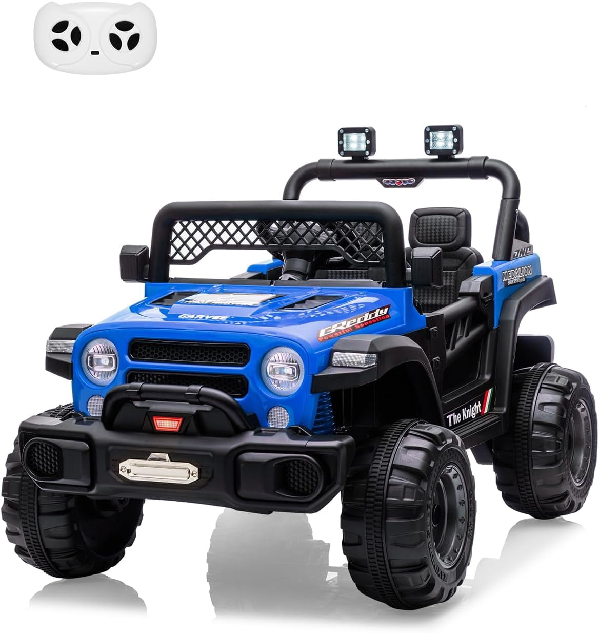 12V Electric Ride-On Truck, 4-Wheel Ride-On Car with Remote Control, 12V 7Ah Battery, Spring Suspension, LED Lights, Music, 66 Lbs