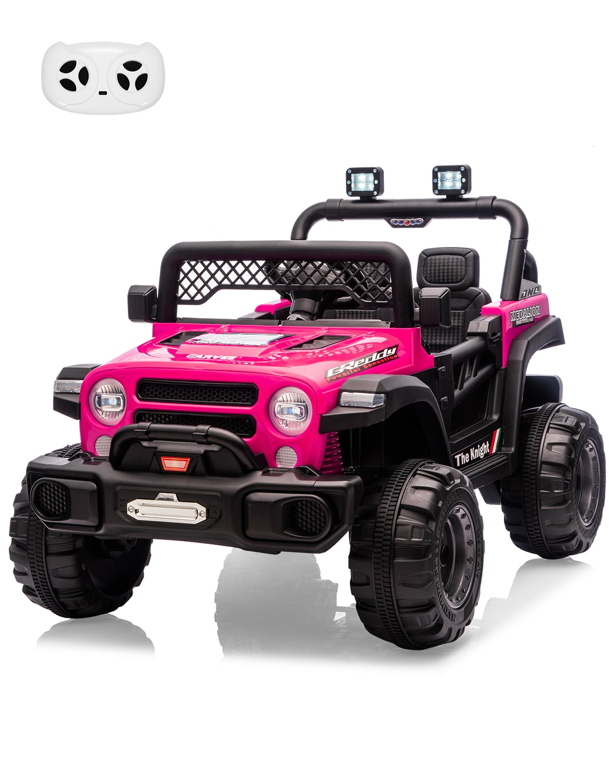 12V Kids Ride-On Truck – Dual 550W Motors, Remote Control, 3-Speed up to 6MPH, Spring Suspension, LED Lights, Music, Safety Belt, Storage – Electric Toy Car for Kids Ages 2-8 – Black