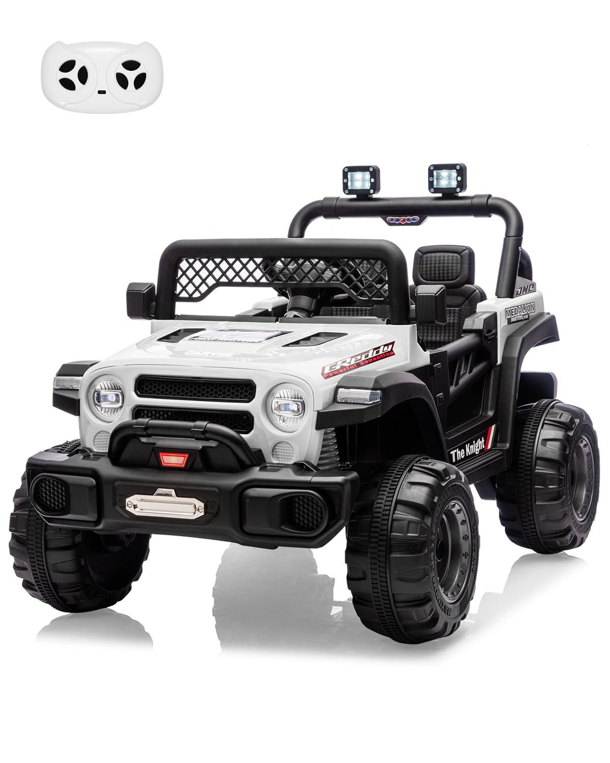 12V Kids Ride-On Truck – Dual 550W Motors, Remote Control, 3-Speed up to 6MPH, Spring Suspension, LED Lights, Music, Safety Belt, Storage – Electric Toy Car for Kids Ages 2-8 – Black