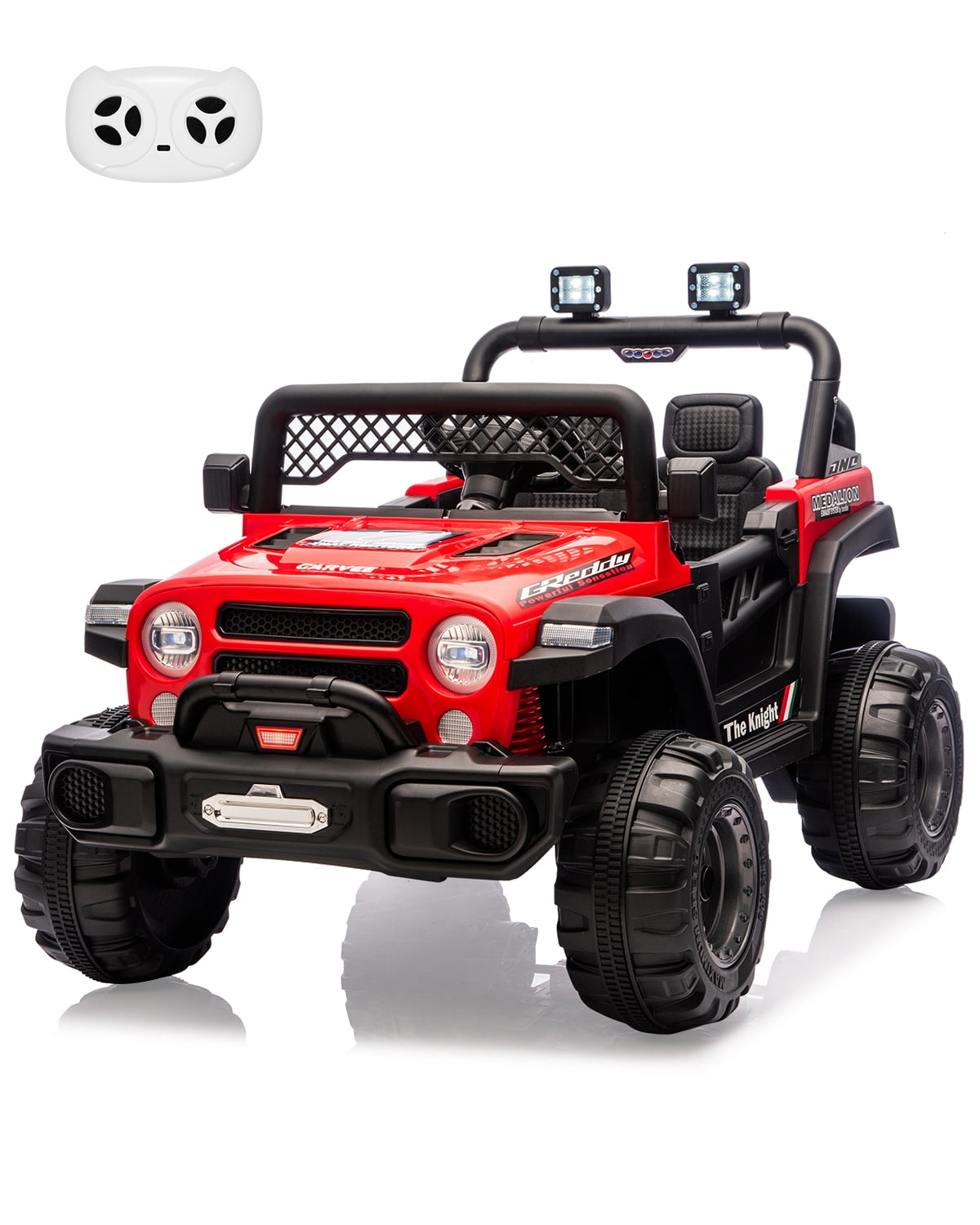 12V Kids Ride-On Truck – Dual 550W Motors, Remote Control, 3-Speed up to 6MPH, Spring Suspension, LED Lights, Music, Safety Belt, Storage – Electric Toy Car for Kids Ages 2-8 – Rose Red