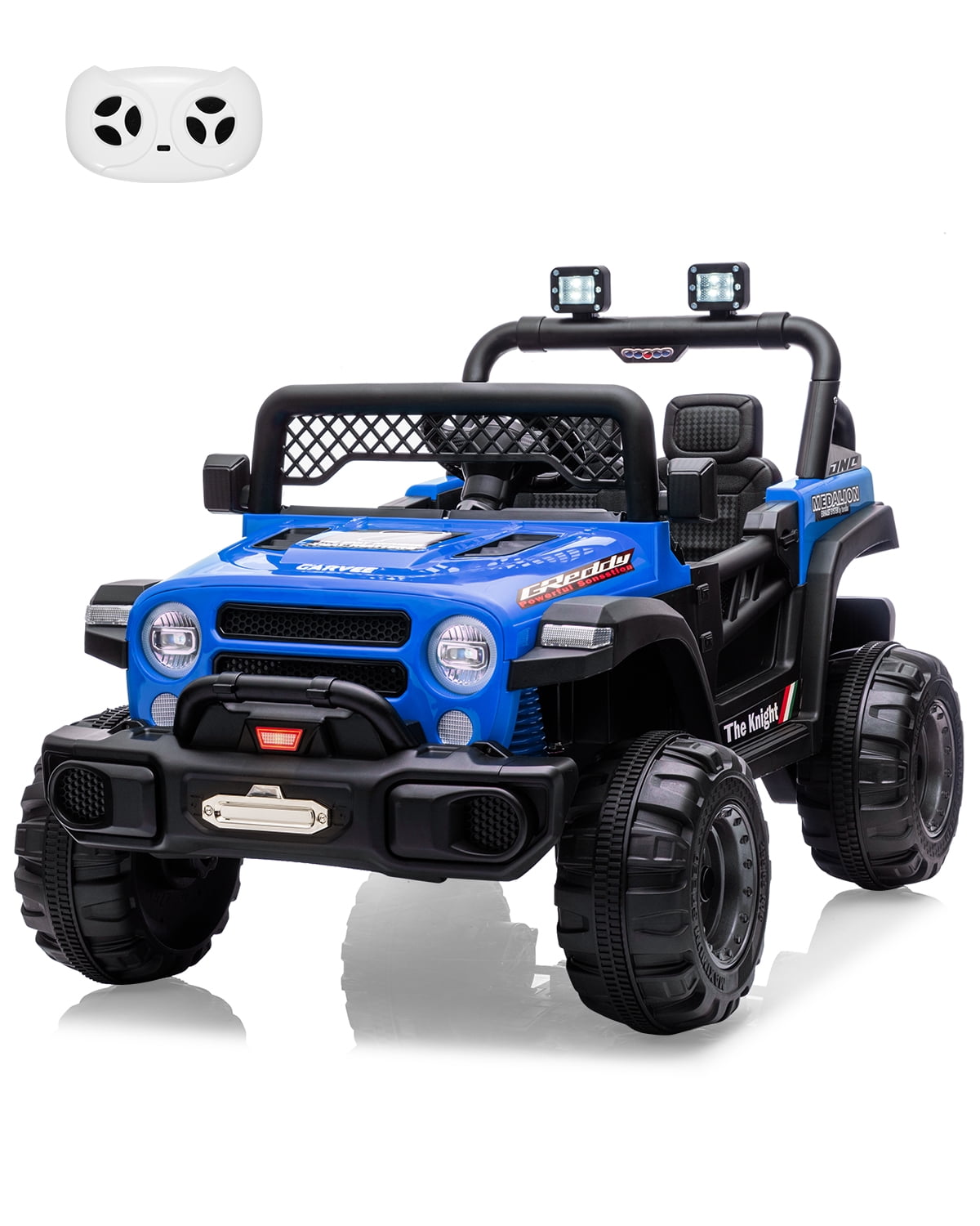 12V Kids Ride-On Truck – Dual 550W Motors, Remote Control, 3-Speed up to 6MPH, Spring Suspension, LED Lights, Music, Safety Belt, Storage – Electric Toy Car for Kids Ages 2-8 – Black