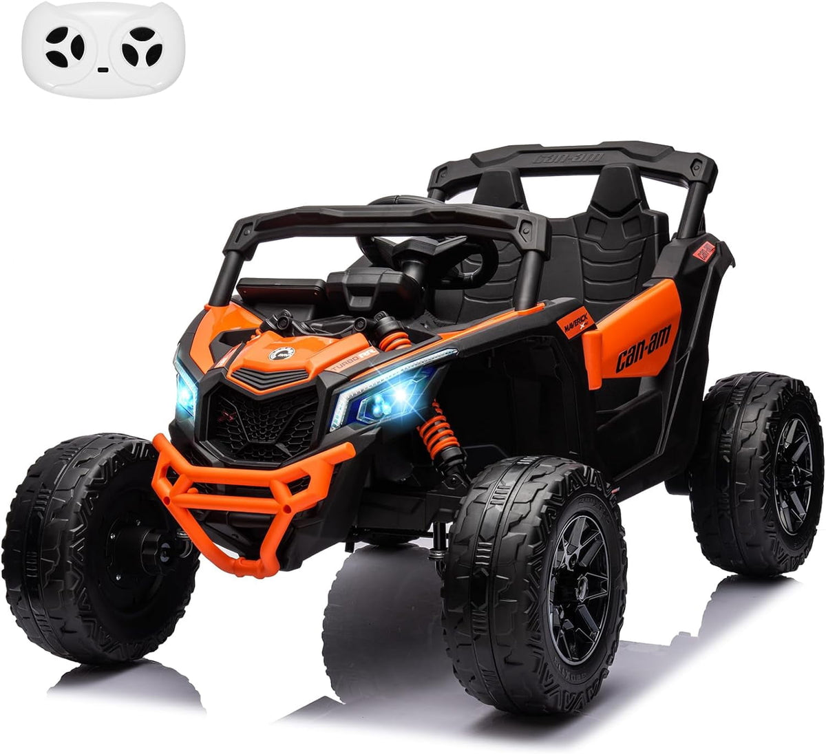 12V Licensed All-Terrain UTV Ride-On Car, Dual Motors, 2.4G Remote Control, Spring Suspension, EVA Wheels, LED Lights & Music, Openable Doors, 66 LBS Max Load