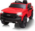 12V Licensed Chevrolet Silverado Ride On Truck, Electric Ride On Car with Remote Control, Bluetooth, MP3, LED Lights, Spring Suspension, Storage Bin, Realistic Truck Toy