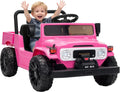 12V Licensed Toyota Ride-On Pickup Truck, Electric Ride-On Car with Remote Control, Lift-Up Dump Bed, Suspension, Bluetooth, Music, 3.73 MPH
