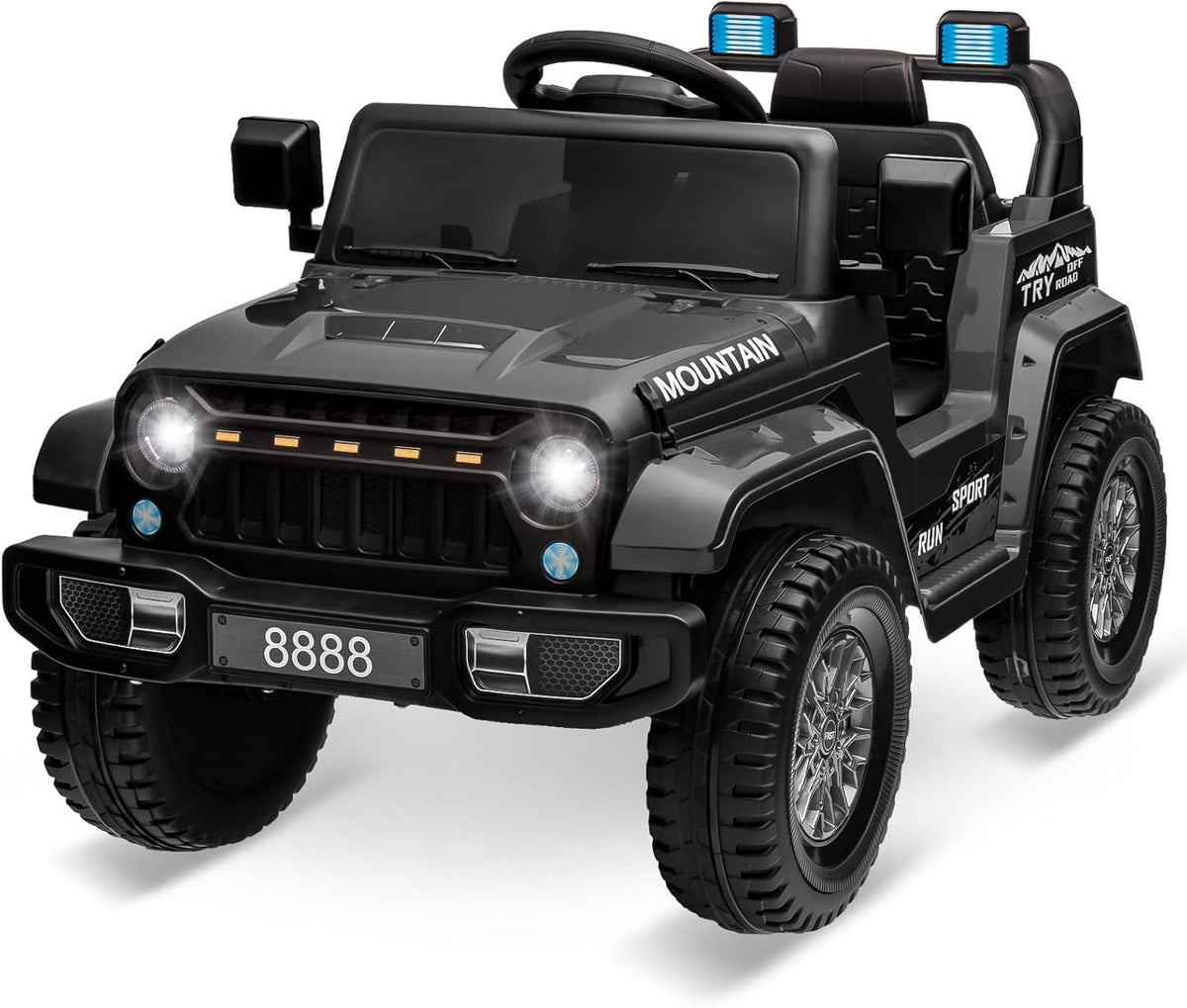 12V Ride-On Electric Car with Parent Remote Control, Dual 35W Motors, 3 Speeds, Spring Suspension, LED Lights, Music, Horn, 66 lbs