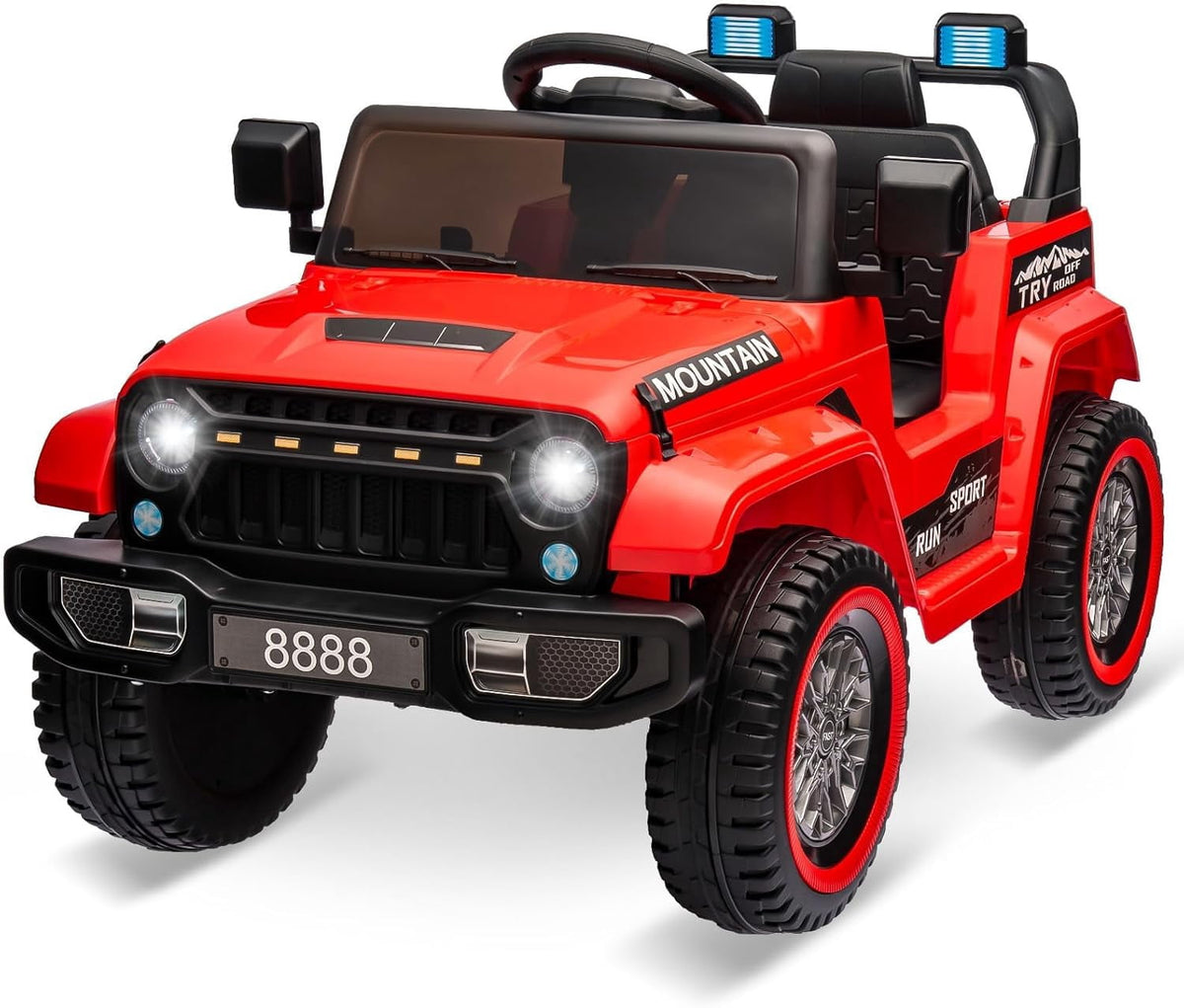 12V Ride-On Electric Car with Parent Remote Control, Dual 35W Motors, 3 Speeds, Spring Suspension, LED Lights, Music, Horn, 66 lbs