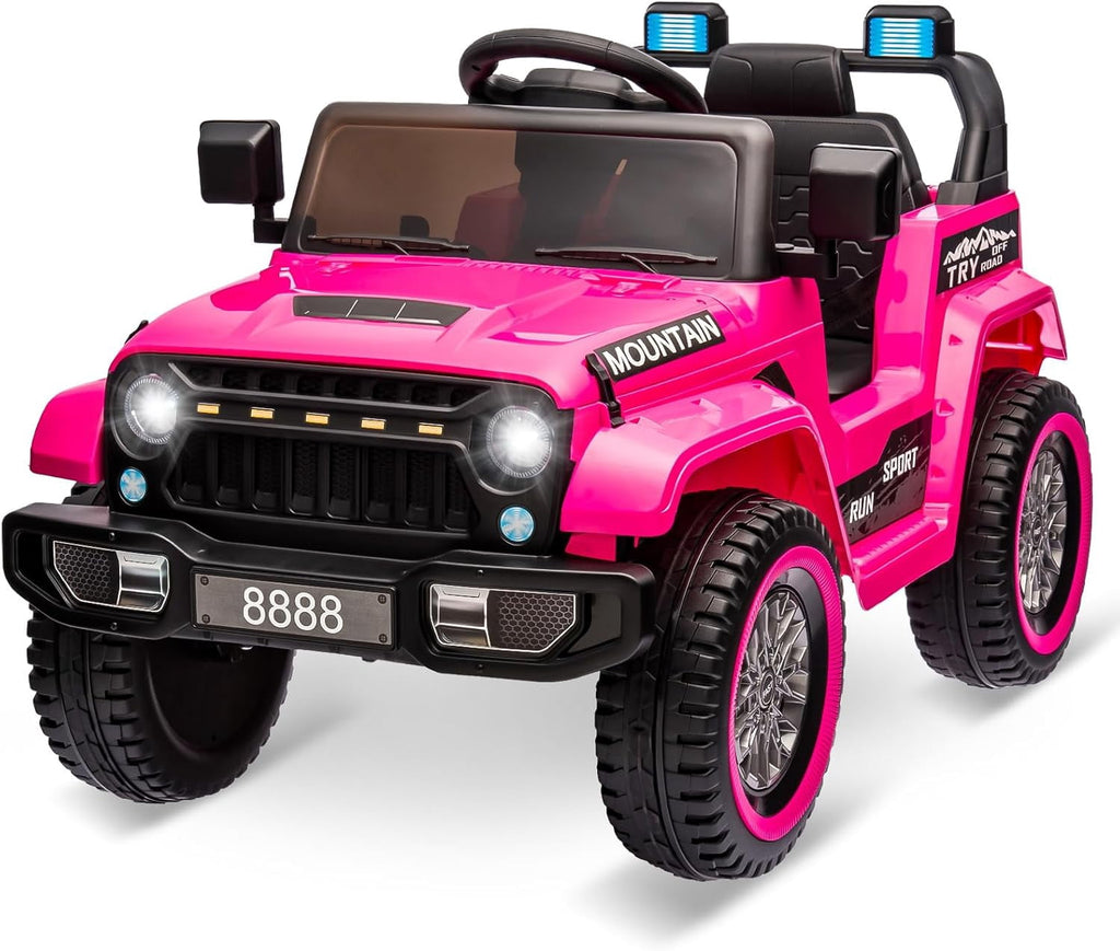 12V Ride-On Electric Car with Parent Remote Control, Dual 35W Motors, 3 Speeds, Spring Suspension, LED Lights, Music, Horn, 66 lbs