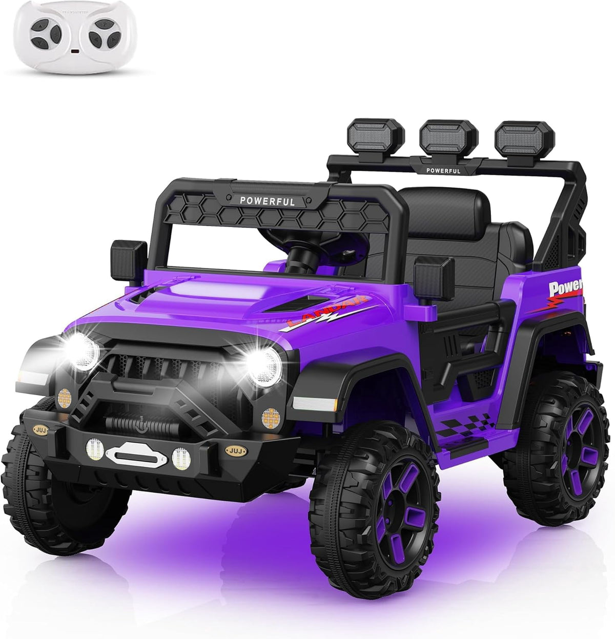12V Ride-On Truck Car, 7Ah Battery, Parent Remote Control, 3 Speeds Up to 3.7 MPH, Soft Start, LED Lights, Bluetooth, USB, AUX, MP3, 66 Lbs