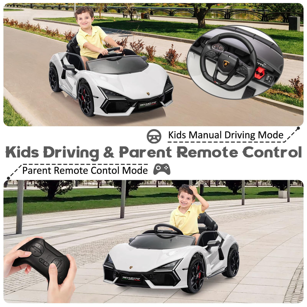 Towallmark 12V Ride On Car for Kids, Licensed Lamborghini Revuelto Electric Vehicle, Battery Powered Sports Car Toy for Boys & Girls,Kids Christmas Gifts