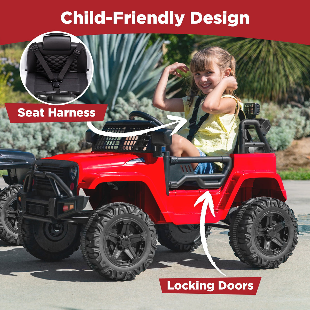 Best Choice Products 12V Kids Ride On Truck Car w/ Parent Remote Control, Spring Suspension, LED Lights - Hot Pink