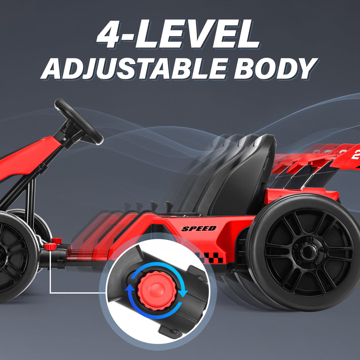 Funcid 24V 7AH Go Kart for Kids, 300W Powered Ride on Toys for 6+, Racing Go Kart with Drift/Sport Mode for Outdoor, Speed 4-8MPH, 110lbs Max Load