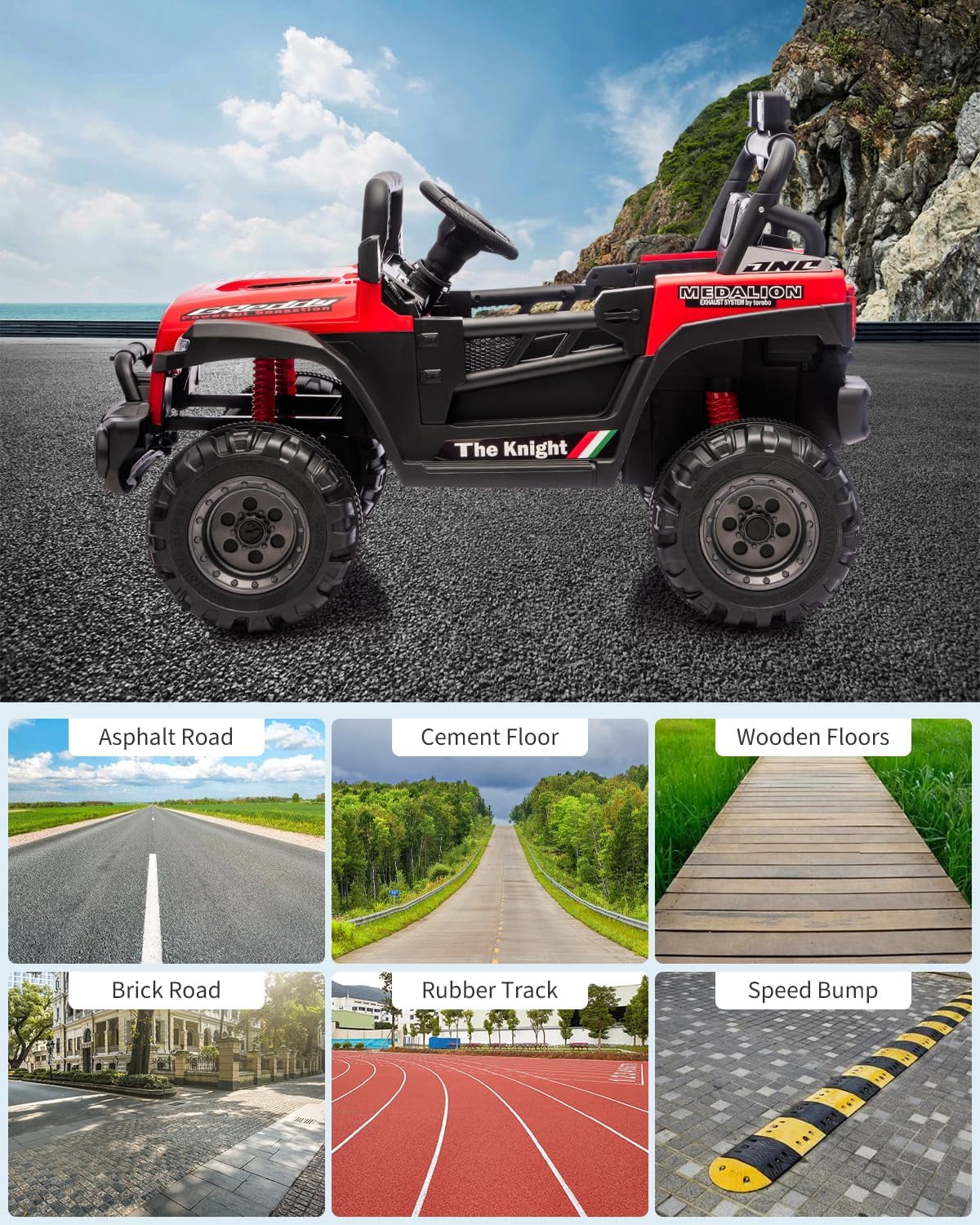 12V Electric Ride-On Truck, 4-Wheel Ride-On Car with Remote Control, 12V 7Ah Battery, Spring Suspension, LED Lights, Music, 66 Lbs