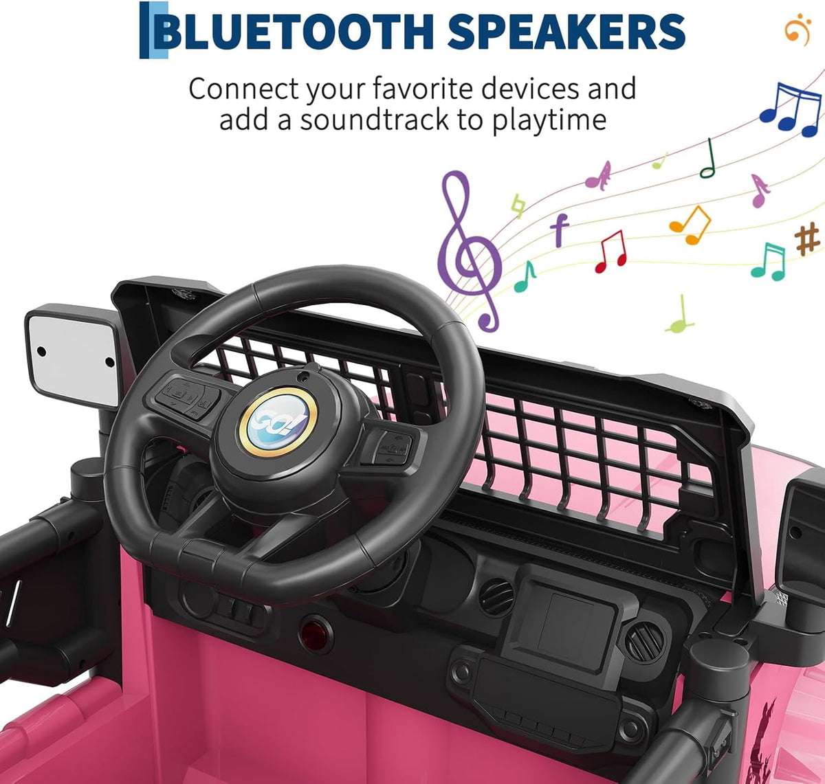 12V Electric Ride On Car with Remote Control, Off Road Ride On Vehicle with Bluetooth, LED Lights, Spring Suspension, Adjustable Seat Belt, All Terrain Tires, 61 lbs Capacity