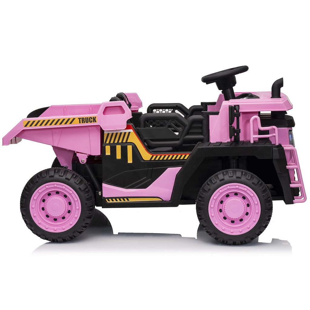 Funride 24V Ride on Toys 2 Seater Ride on Dump Truck w/ Remote Control w/ Dump Bed, 3 Speeds, Shovel, Bluetooth/Music, Big Kids, Yellow