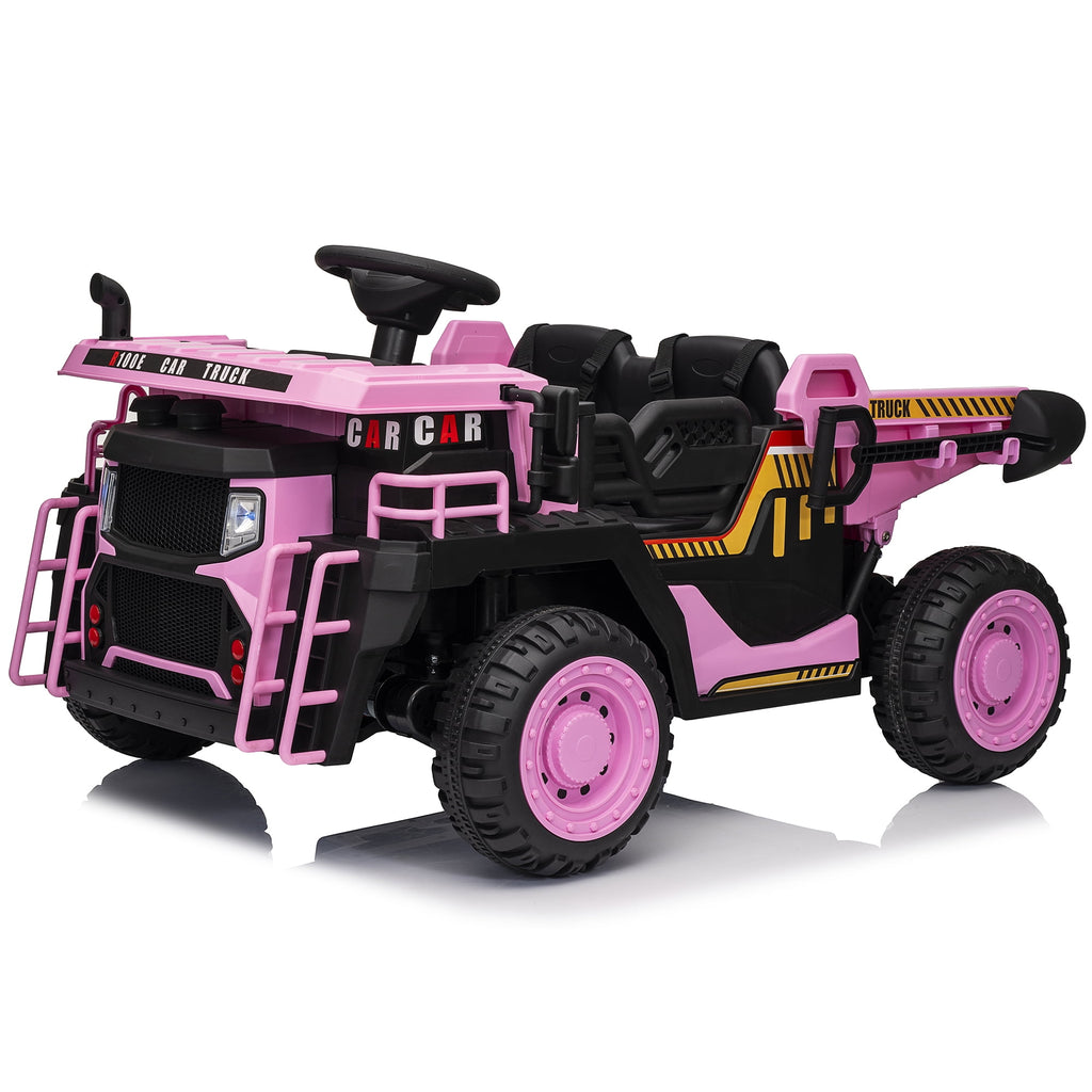 Funride 24V Ride on Toys 2 Seater Ride on Dump Truck w/ Remote Control w/ Dump Bed, 3 Speeds, Shovel, Bluetooth/Music, Big Kids, Yellow