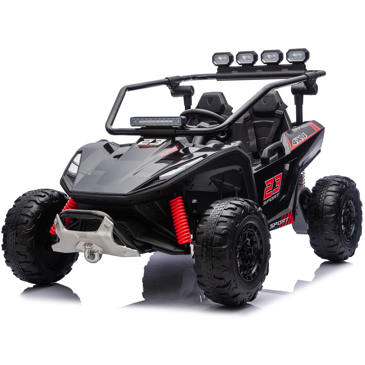 Sunnyfree 24V Ride on Toys 2 Seater UTV for Kids, 4WD 800W Electric Car with Parent Remote Control, LED Lights, Bluetooth Music, Roll Cage, Black
