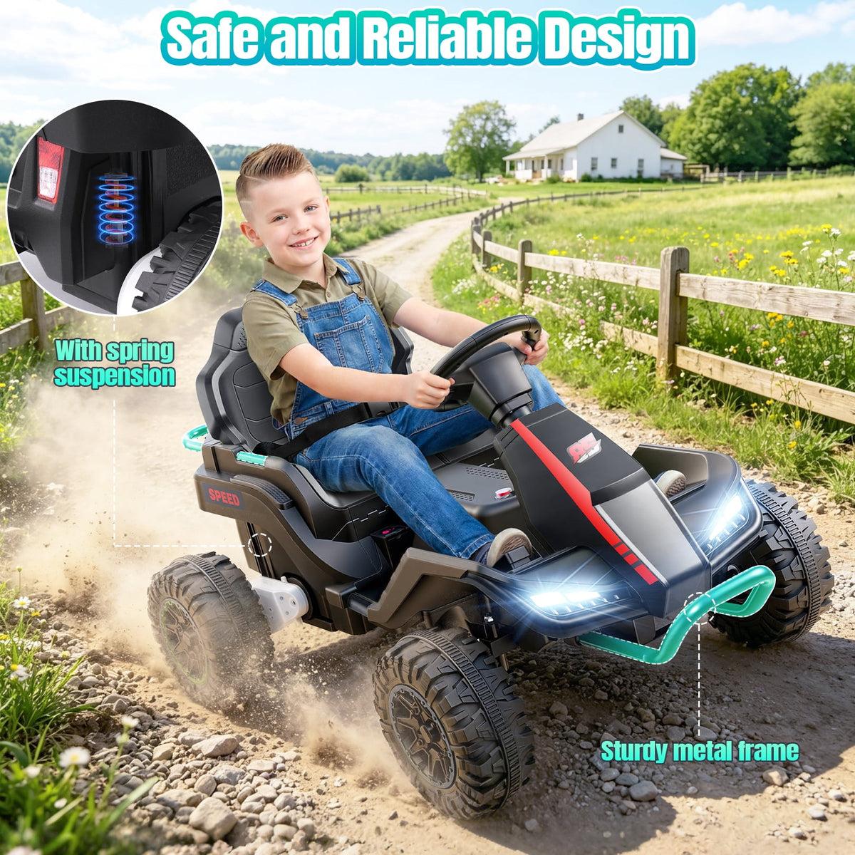 VIBESPARK 24V Ride on Toys with Remote Control, 3 in 1 Ride on Car, Ride on Tractor for Kids with Trailer, 6 Wheel Kids Electric Car w/ Bluetooth, MP3, Music, Green