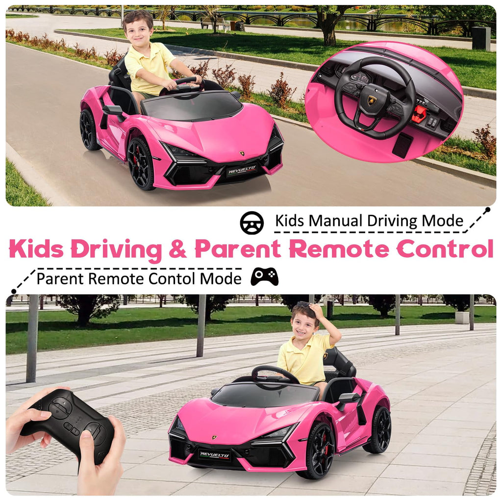 Towallmark 12V Ride On Car for Kids, Licensed Lamborghini Revuelto Electric Vehicle, Battery Powered Sports Car Toy for Boys & Girls,Kids Christmas Gifts