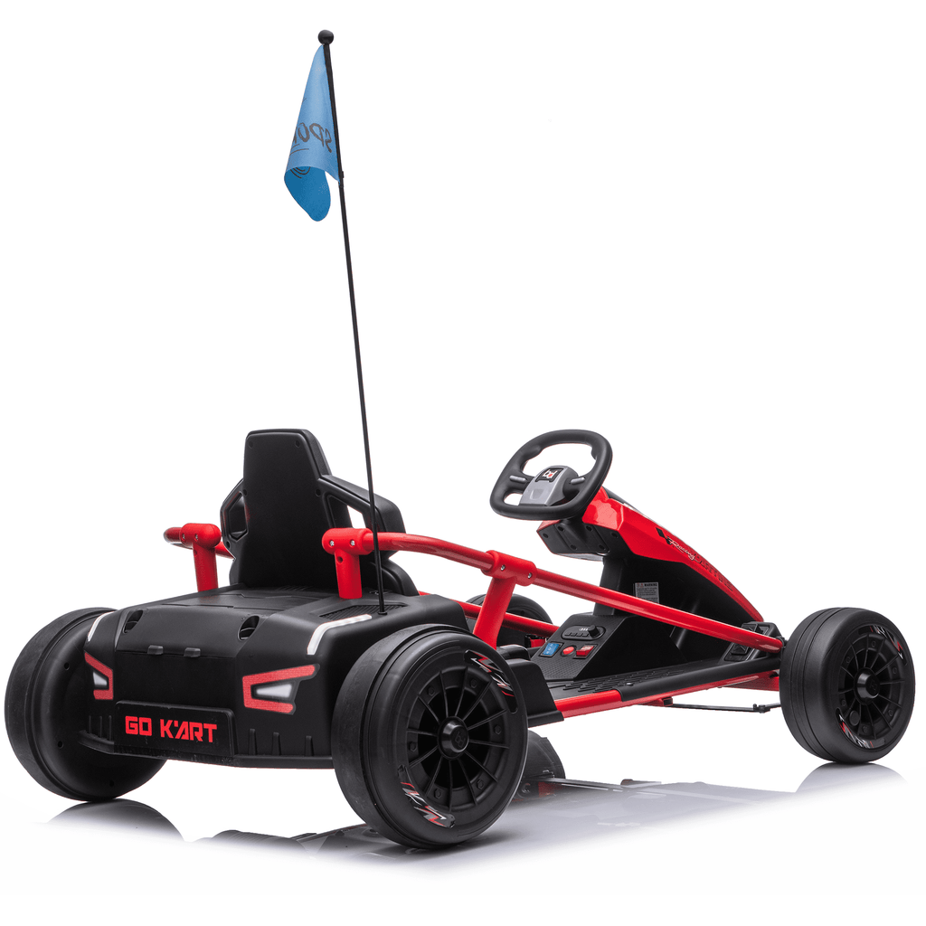 Sunnyfree 24 Volt Ride on Toys for Kids, 14Ah Electric Go Kart with Remote Control, 5–10 MPH, Drift Function, 2×200W Motors, Bluetooth Music, LED Lights, Seat Belt, Black