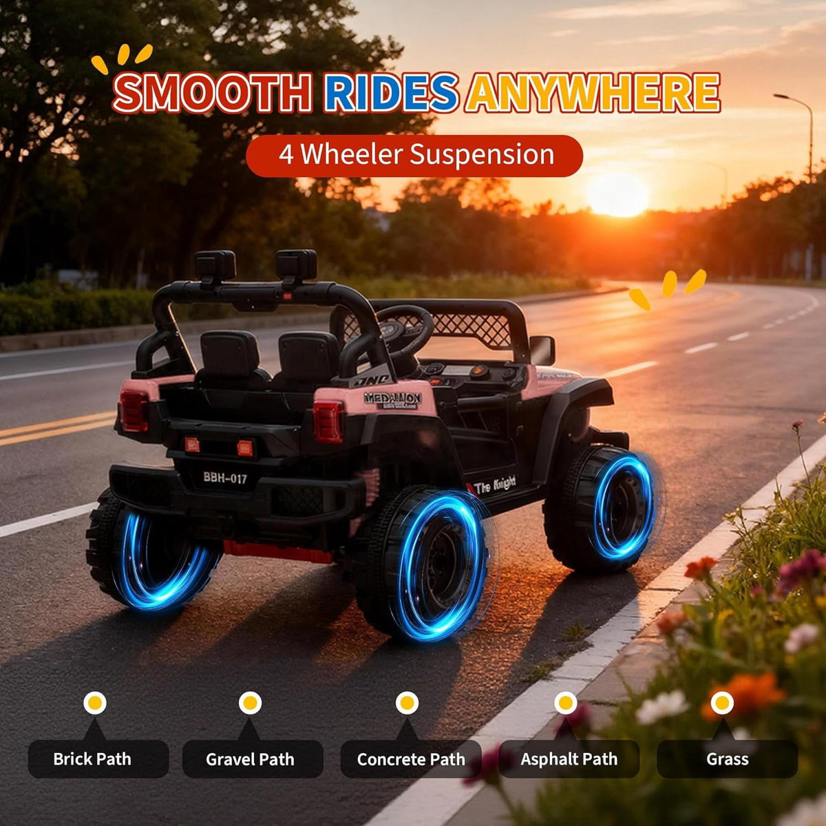 12V Electric Ride-On Truck, 4-Wheel Ride-On Car with Remote Control, 12V 7Ah Battery, Spring Suspension, LED Lights, Music, 66 Lbs