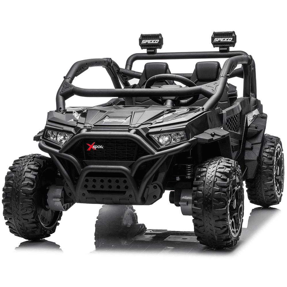 Zukpow 24V Ride Ons for Kids, 2 Seater Electric Car with Remote Control, 4x200W Motors, Power Car Wheels Ride on Toys UTV with Bluetooth Music, USB, Slow Start, LED Lights, Rear Storage Box, Black