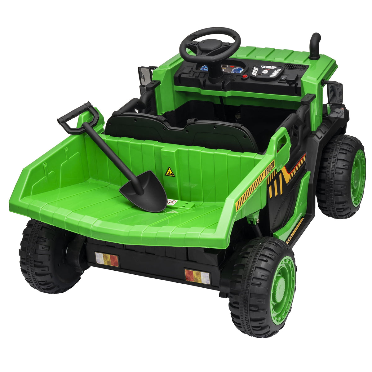 Funride 24V Ride on Toys 2 Seater Ride on Dump Truck w/ Remote Control w/ Dump Bed, 3 Speeds, Shovel, Bluetooth/Music, Big Kids, Yellow