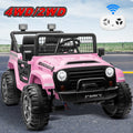 Funride 24 Volt Ride on Toys, 800W Electric Car for Kids with Remote Control, 4WD/2WD Switchable Power Car Wheels, 2-Seater Ride On Truck with Music, Bluetooth, Pink