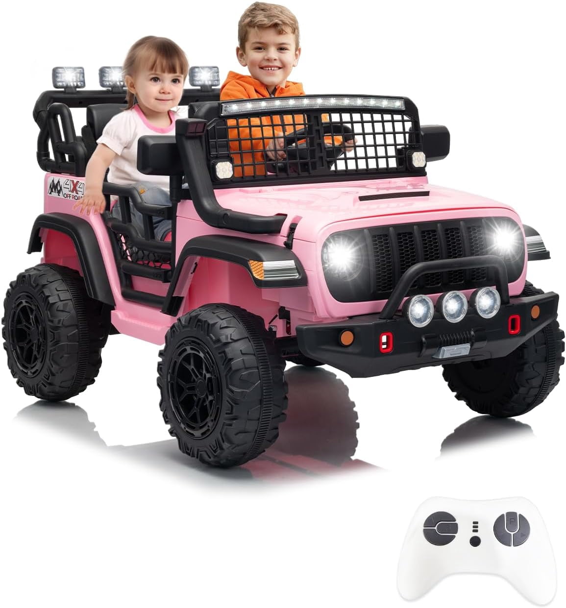 24V 2-Seater Electric Ride-On Car, 2x200W Motors, Parent Remote Control, 4-Wheel Shock Absorbers, 1.8-4 MPH, Bluetooth, LED Lights, 132 Lbs